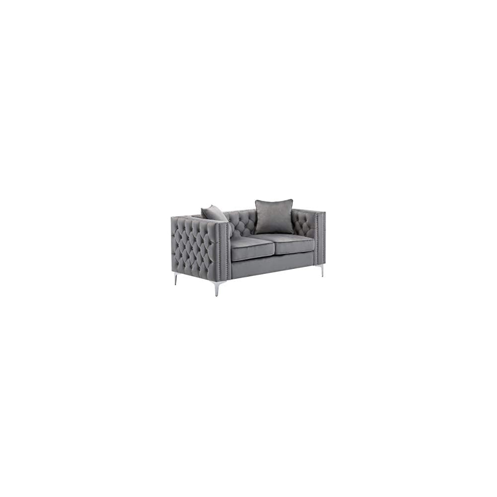 Lilola Home Lorreto Gray Velvet Loveseat