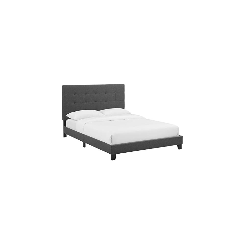 Modway Melanie Tufted Fabric Upholstered Full Platform Bed in Gray