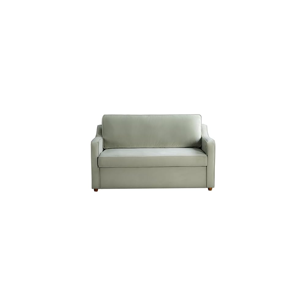 Serta® Santa Cruz 62.2" Convertible Loveseat, Full-Size, Recessed Track Arms, Dream Coil® Comfort, Fingerguard® Pinch Point Protection, Soft Velvet Fabric, Sage