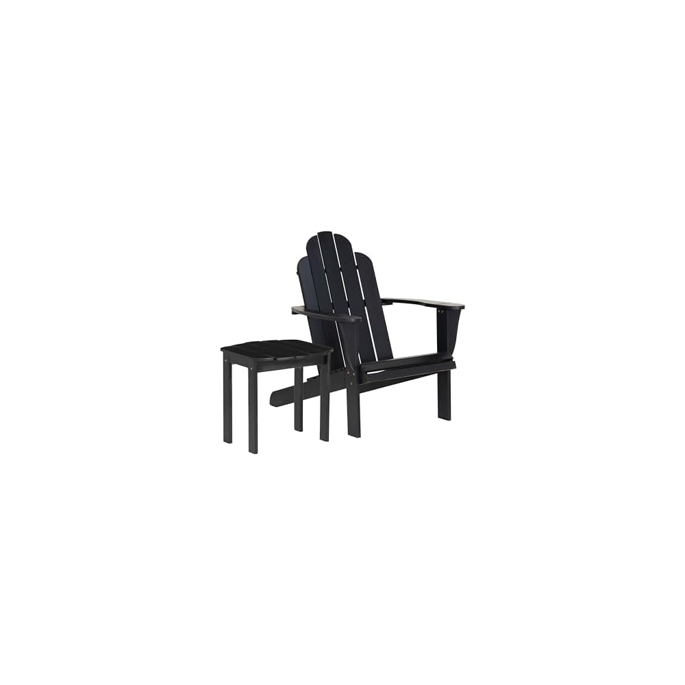 Linon Jayce Black Solid Wood Adirondack Two Piece Chair and Side Table Set
