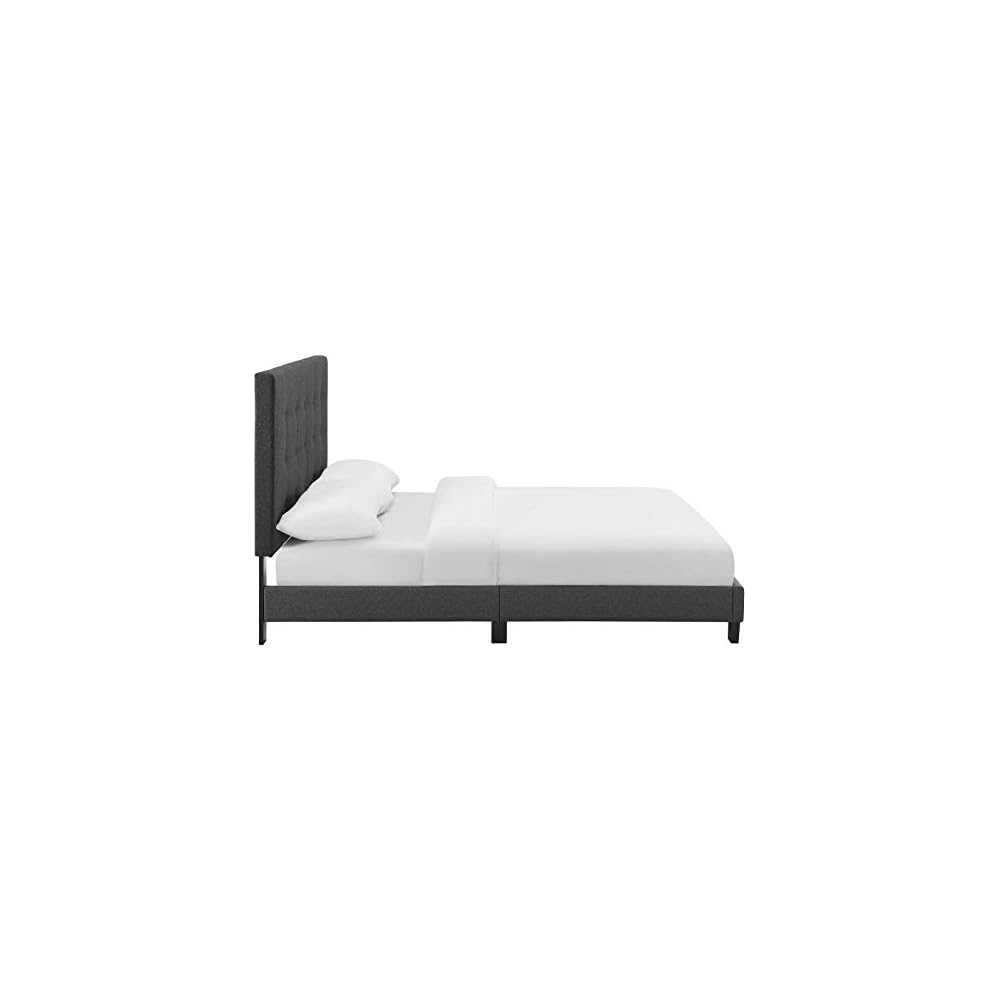 Modway Melanie Tufted Fabric Upholstered Full Platform Bed in Gray