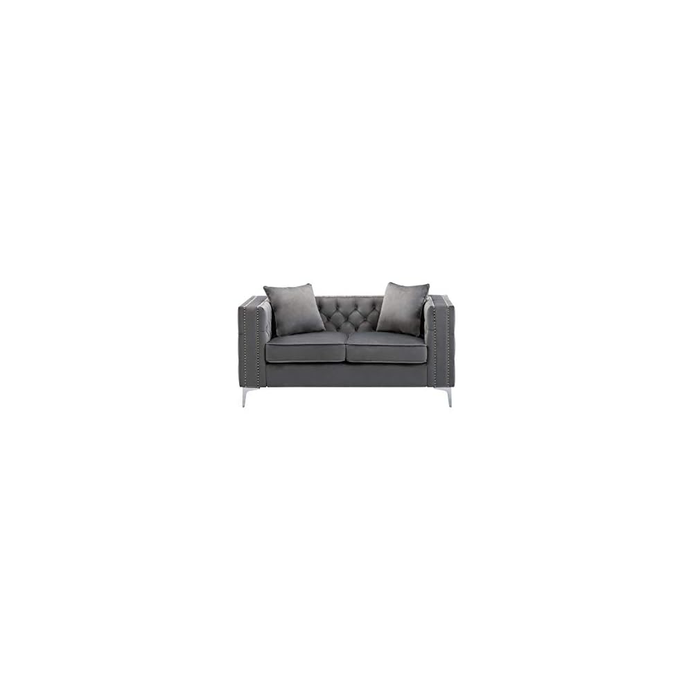 Lilola Home Lorreto Gray Velvet Loveseat