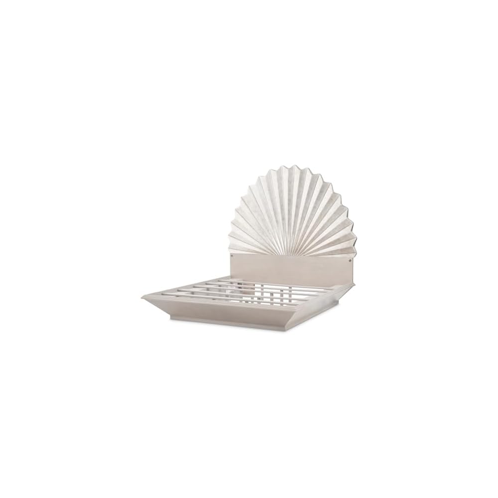 Michael Amini Fantosini King Fan Bed - Silver Leaf