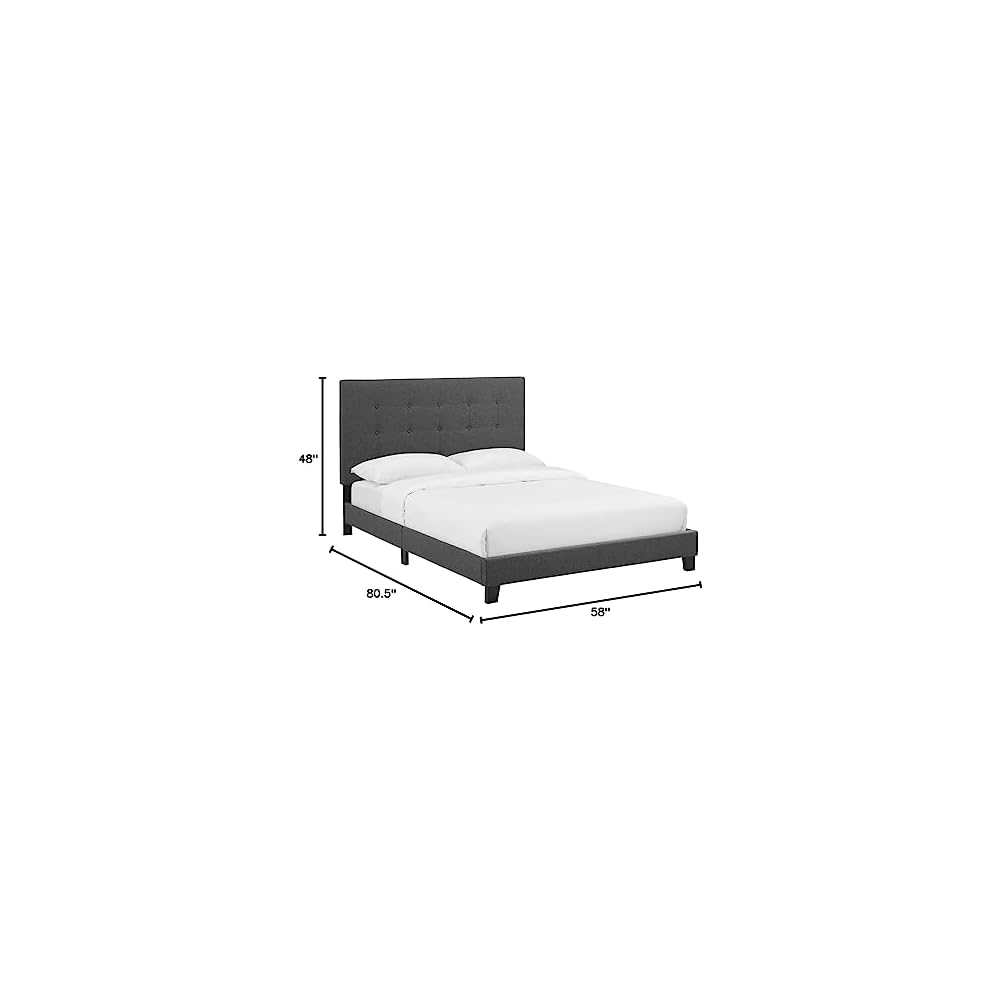 Modway Melanie Tufted Fabric Upholstered Full Platform Bed in Gray