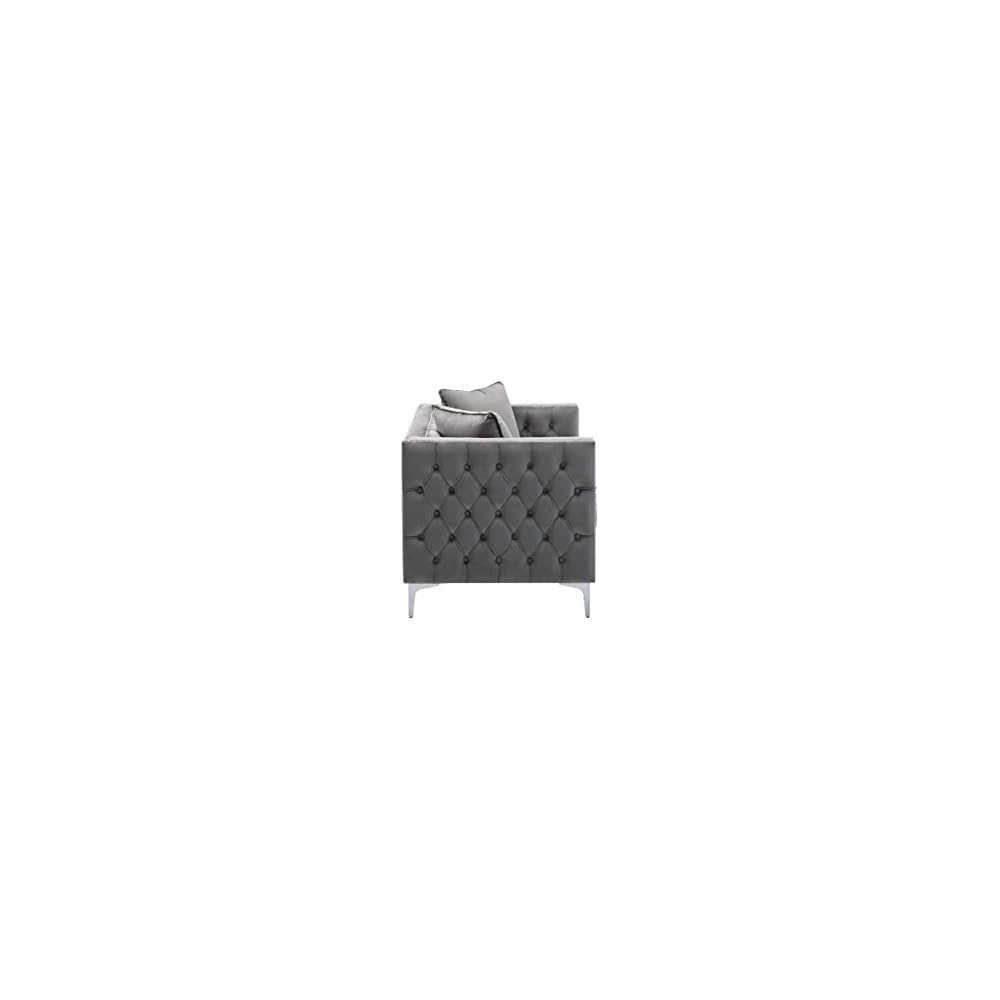 Lilola Home Lorreto Gray Velvet Loveseat