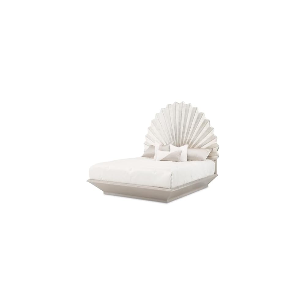 Michael Amini Fantosini King Fan Bed - Silver Leaf