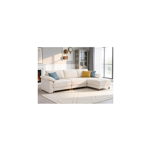 112'' Oversized L Shape Modular Cloud Sectional Sofa, Deep Seat Sofa, Beige