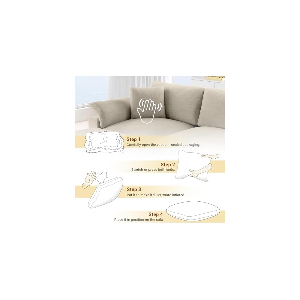 Cloud Couch Modular Sectional Sofa, Oversized Wide Deep Seat Cloud Sofa Down Filled, Comfy Convertible Upholstered Sleeper Bed Sectional Couches for Living Room, Covers Washable & Replaceable