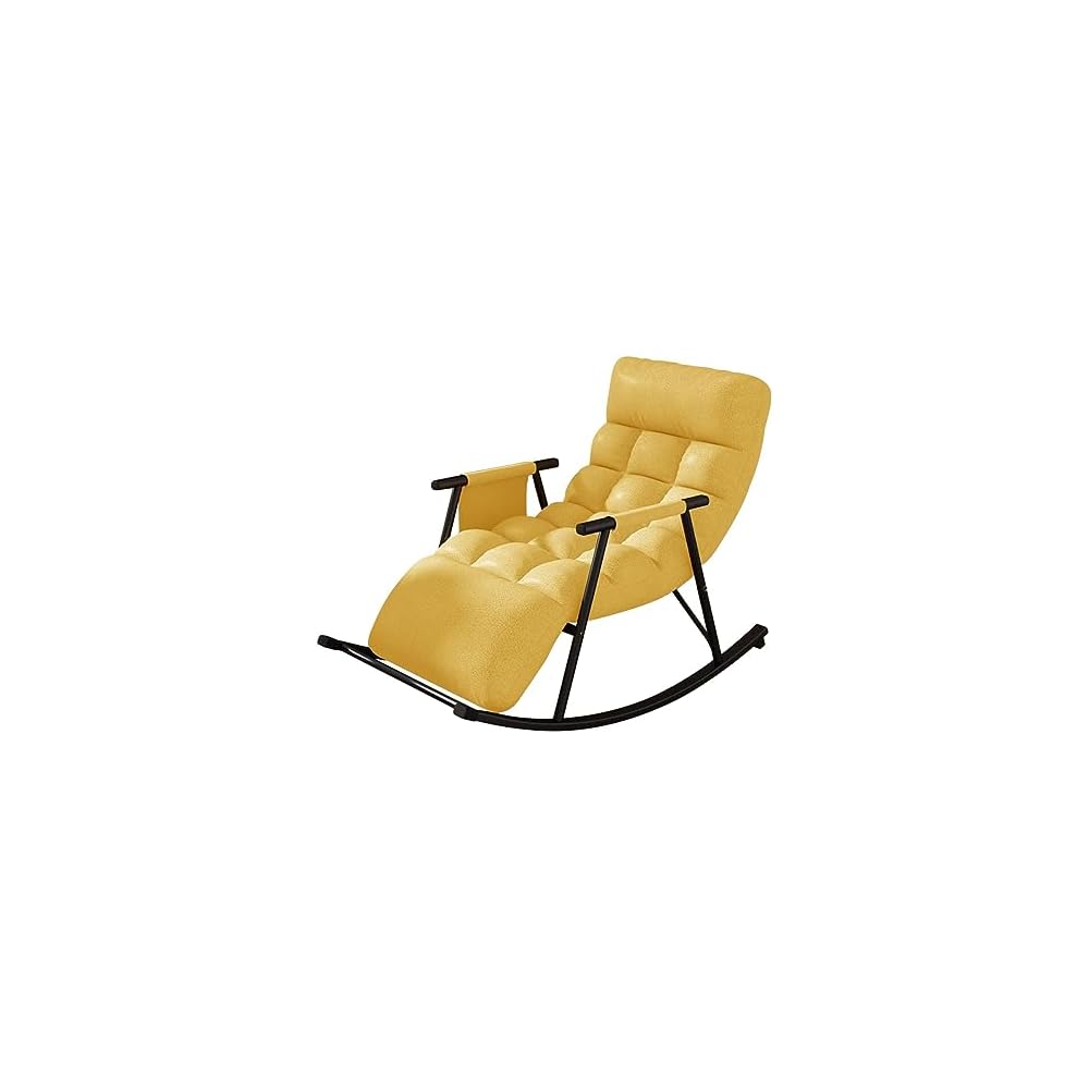 Leisure Sofa Rocking Chair Recliner Armchair Soft Upholstered Lazy Chair Glider for Balcony Poolside Backyard,Rocker Accent Chair with Ottoman for Living Room (Color : Yellow)