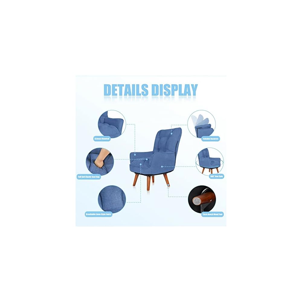 Modern Single Sofa Chair Upholstered Arm Chair Bedroom Living Room Chair(Blue) Sofa Covers Sectional Sofa