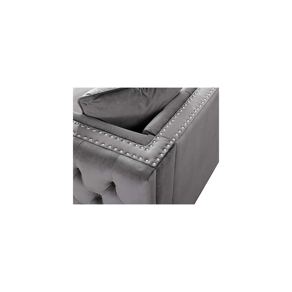 Lilola Home Lorreto Gray Velvet Loveseat