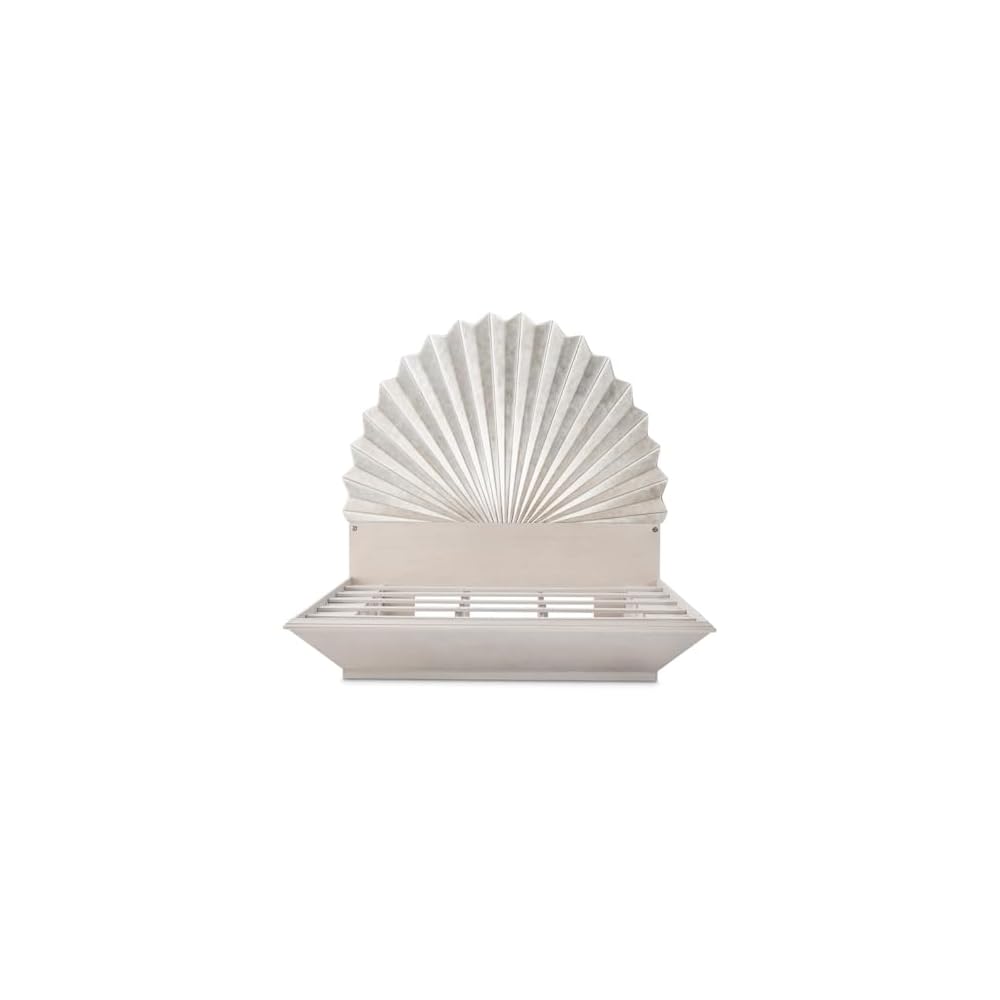 Michael Amini Fantosini King Fan Bed - Silver Leaf