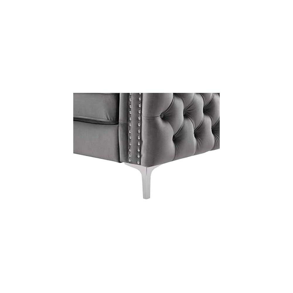 Lilola Home Lorreto Gray Velvet Loveseat