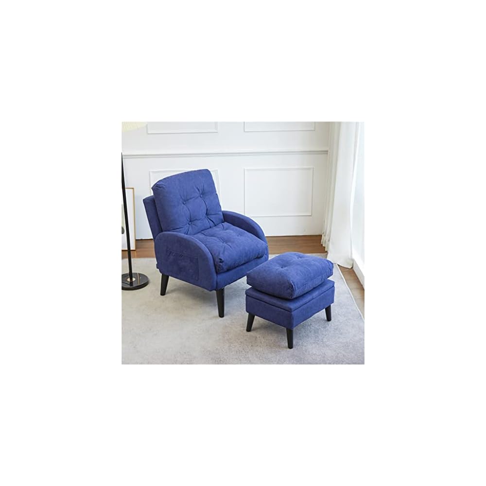 Accent Chair with Storage with Adjustable Backrest Side Pocket Armchair for Living Room(White-Dinosaur Doodle4)