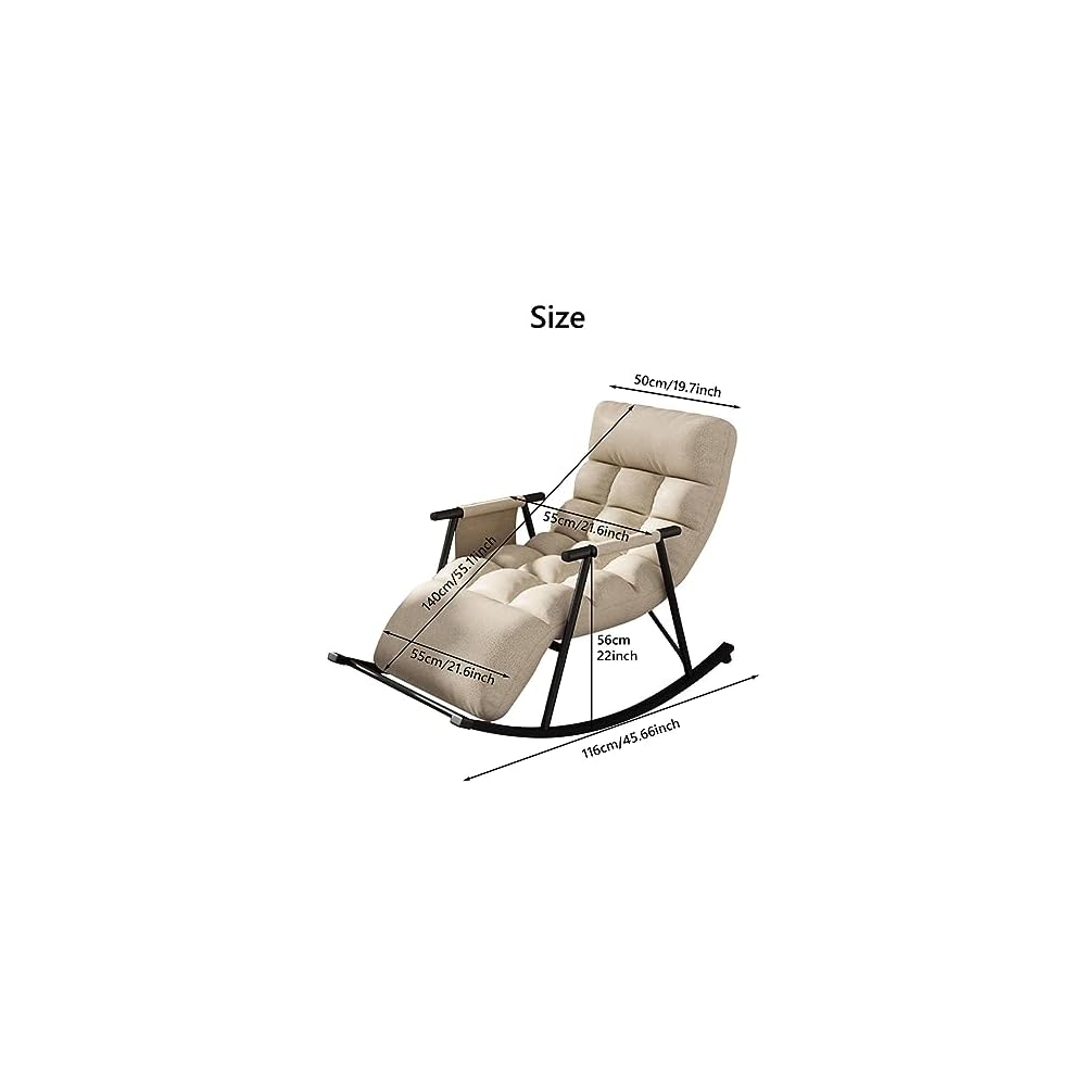 Leisure Sofa Rocking Chair Recliner Armchair Soft Upholstered Lazy Chair Glider for Balcony Poolside Backyard,Rocker Accent Chair with Ottoman for Living Room (Color : Yellow)