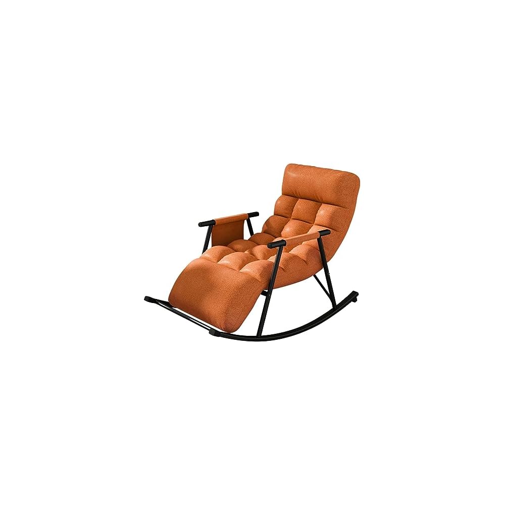 Leisure Sofa Rocking Chair Recliner Armchair Soft Upholstered Lazy Chair Glider for Balcony Poolside Backyard,Rocker Accent Chair with Ottoman for Living Room (Color : Yellow)