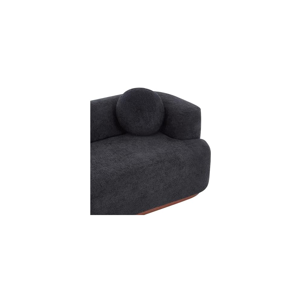 Christopher Knight Home Delia 85" Rubberwood Frame Lounge Sofa Couch with Round Arm, Comfy 3-Seater Sofa Couches, Chenille Upholstered Home Sofa Living Room with Dual Accent Pillows, Black