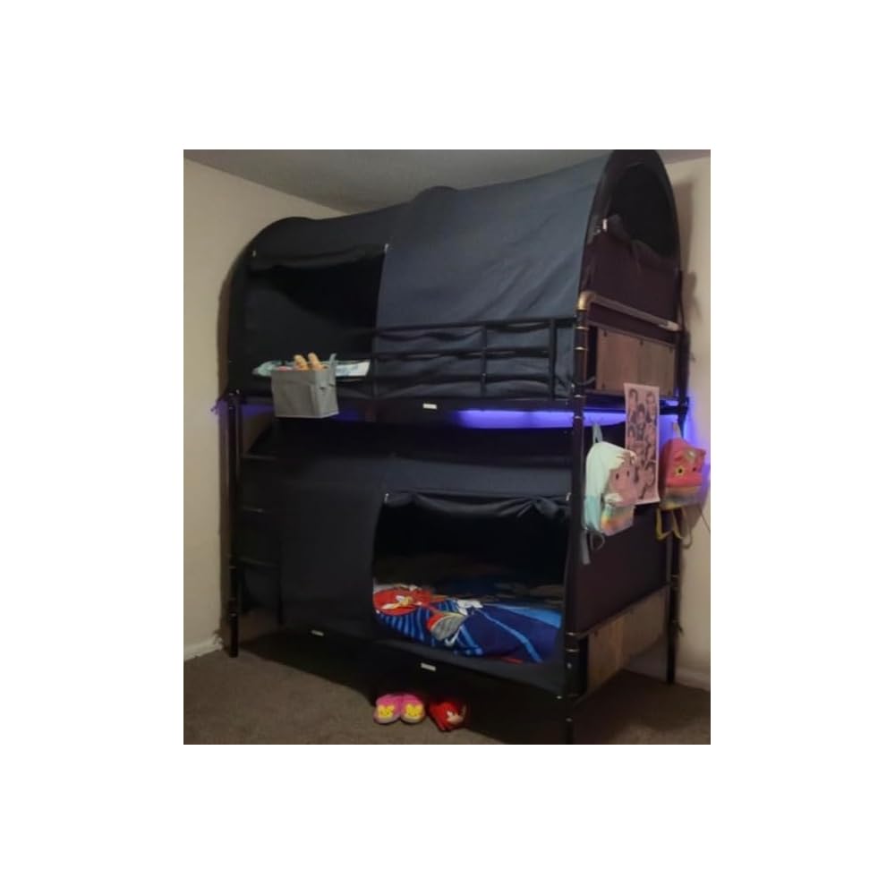 Jocoevol Metal Bunk Bed Twin Over Twin, Industrial Bunkbeds Heavy Duty Bed with Safety Guard Rails and Space-Saving Design, Steel Bed for School, Bedroom (White)