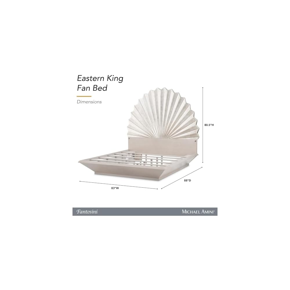 Michael Amini Fantosini King Fan Bed - Silver Leaf