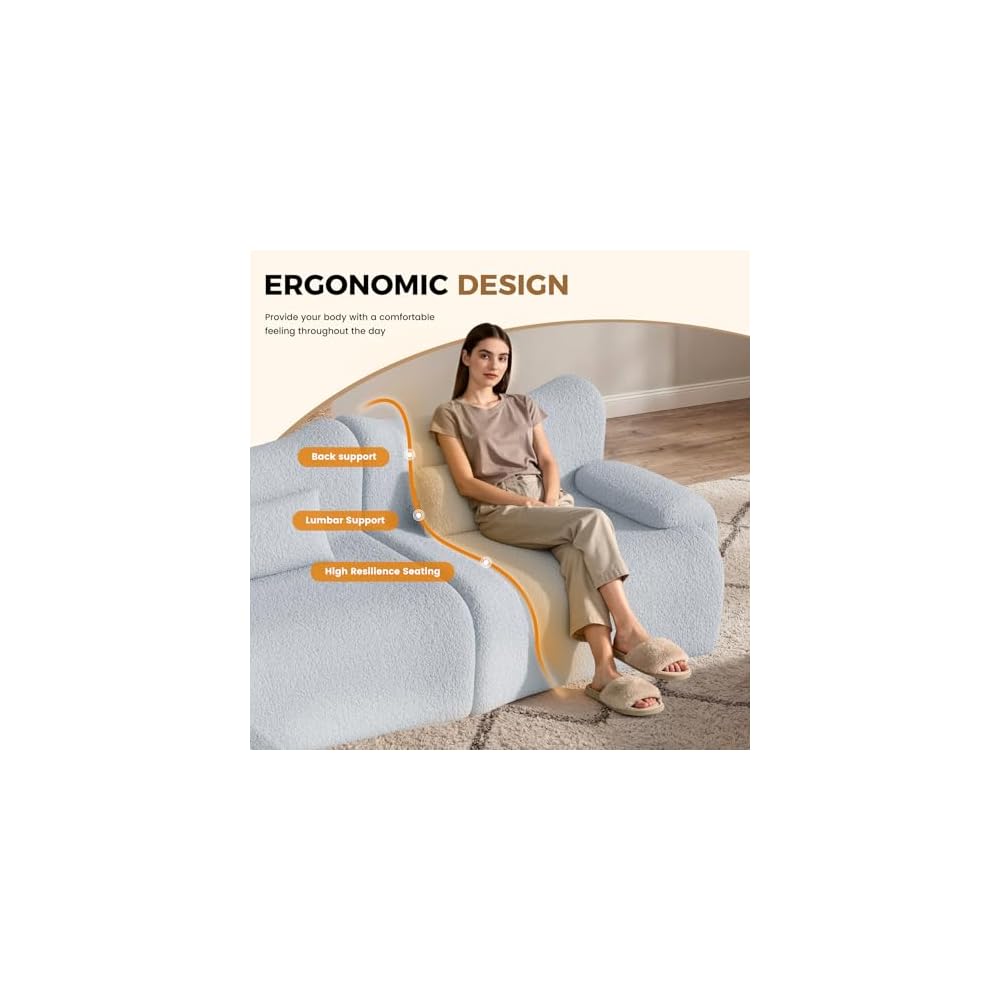 168" Cloud Couch Sectional, U-Shaped Boneless Couches for Living Room - Oversized Modular Sofa with Deep Seats, 6 Seater Modern Couches Set,No Assembly Required,Dark Gray