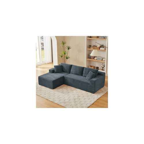 103" Left Facing Cloud Sectional Boneless Couches for Living Room, L Shaped Corner Couch Comfy Corduroy Floor Modular Sectional Sofa with Deep Seat,Chaise Lounge,Memory Foam for Small Places