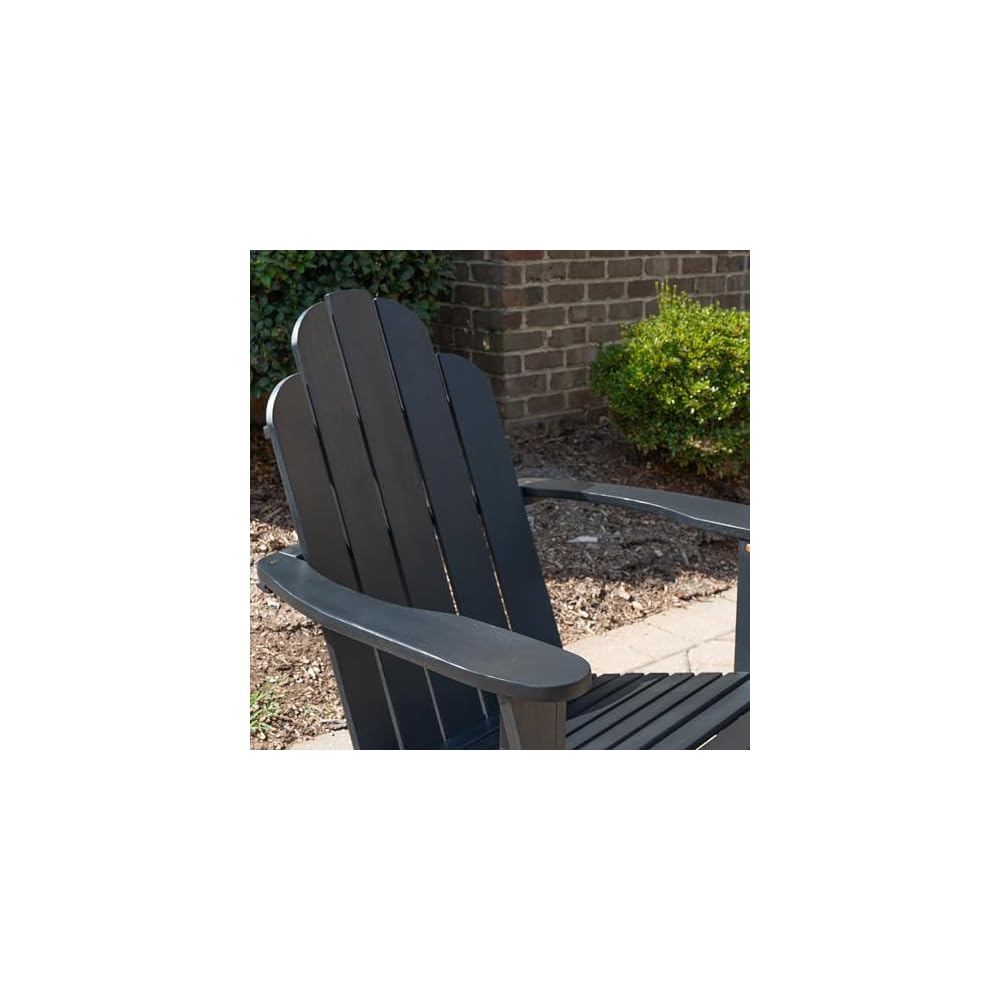 Linon Jayce Black Solid Wood Adirondack Two Piece Chair and Side Table Set