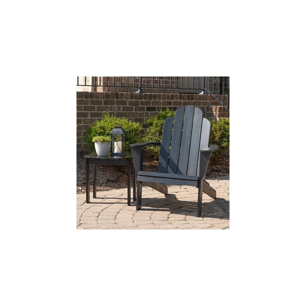 Linon Jayce Black Solid Wood Adirondack Two Piece Chair and Side Table Set