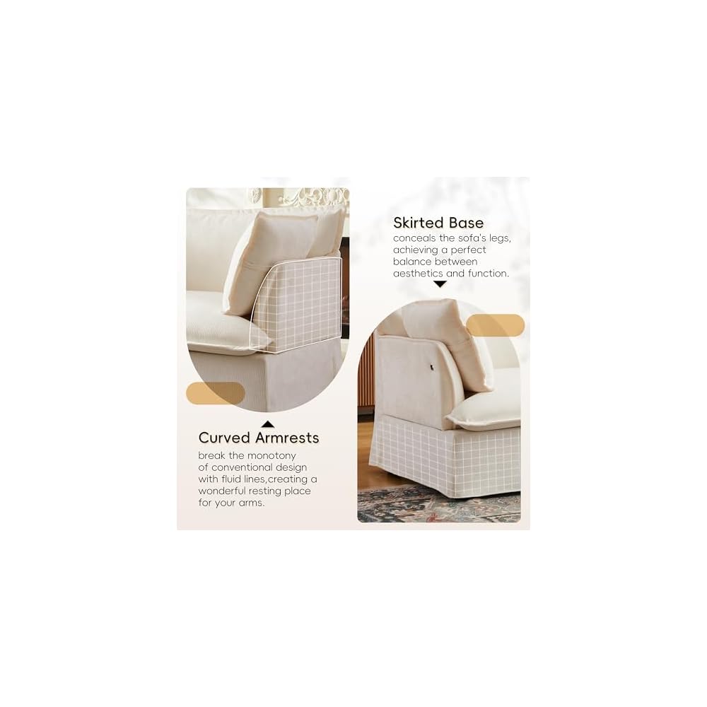 Merax 47.2" Oversized Accent Chair with Dual-Port Charging, Skirted Base, Deep and Wide Seat, Cloud-Like Comfy Single Sofa, Modern Design for Living Room&Apartment, Chenille,White