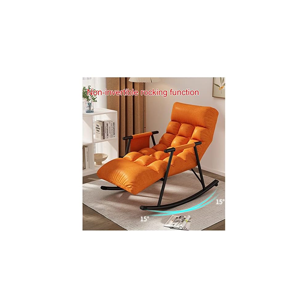 Leisure Sofa Rocking Chair Recliner Armchair Soft Upholstered Lazy Chair Glider for Balcony Poolside Backyard,Rocker Accent Chair with Ottoman for Living Room (Color : Yellow)