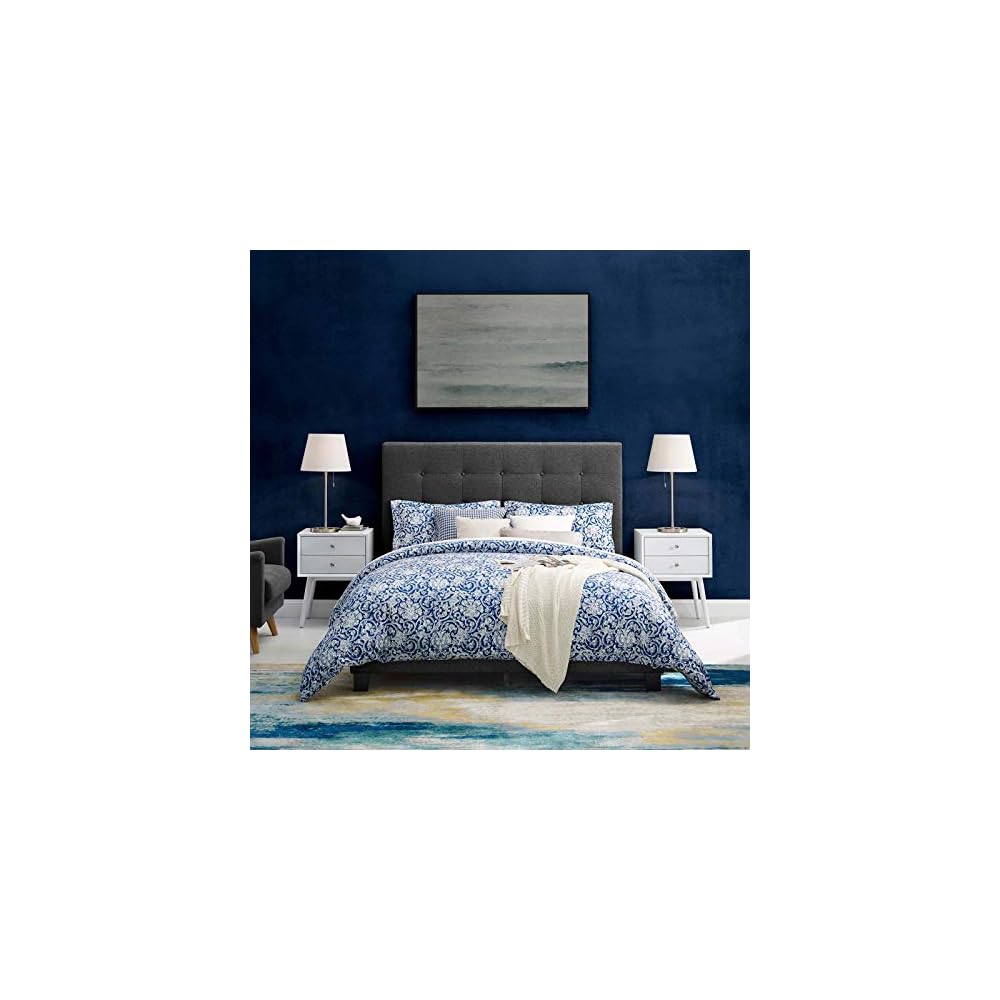 Modway Melanie Tufted Fabric Upholstered Full Platform Bed in Gray
