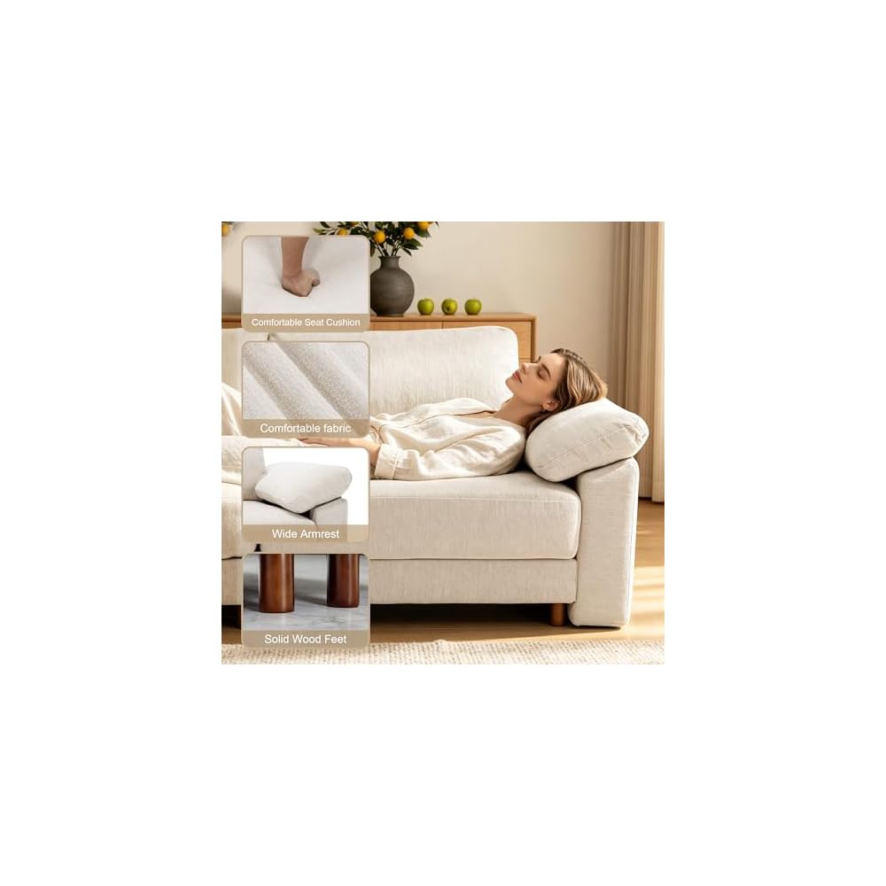 112'' Oversized L Shape Modular Cloud Sectional Sofa, Deep Seat Sofa, Beige