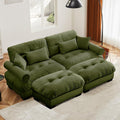 Setawix Modern U-Shaped 2 Seater Cloud Sofas Couches with Deep Seat for Living Room,Comfy Velvet Modular Sectional Sofa with Movable Ottomans,DIY Combination Couch,Tufted(Olive)