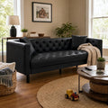 Garvee Leather Couch for Living Room, Faux Leather Couch,Black