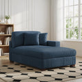 Chaise Lounge Chair Indoor, Oversized Upholstered Sofa Bed for Living Room, Corduroy Sleeper Couch Comfy Recliner Bedroom Reading Seat - Navy Blue, Left Armrest