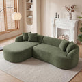 Modular Sectional Sofa, 101'' Boneless Couch with Chaise, Compressed No Assembly Oversized Deep Seat Sofa, Convertible L Shaped Couch with Pillows for Living Room (Green, Left Facing Chaise)