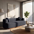 Christopher Knight Home Delia 85" Rubberwood Frame Lounge Sofa Couch with Round Arm, Comfy 3-Seater Sofa Couches, Chenille Upholstered Home Sofa Living Room with Dual Accent Pillows, Black