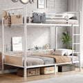 Jocoevol Metal Bunk Bed Twin Over Twin, Industrial Bunkbeds Heavy Duty Bed with Safety Guard Rails and Space-Saving Design, Steel Bed for School, Bedroom (White)